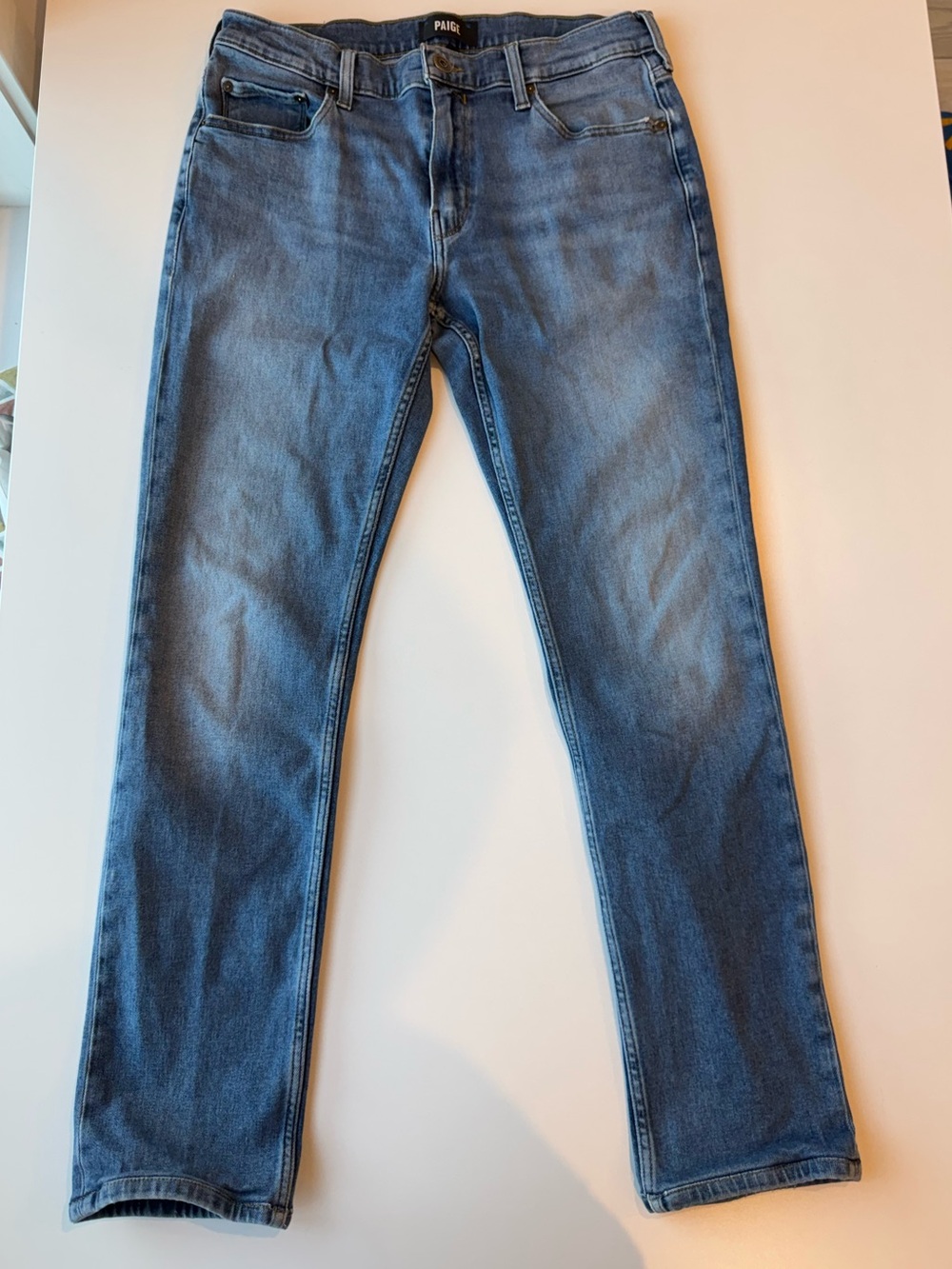 PAIGE Men's Lennox Blue Slim Straight Jeans. Size 32